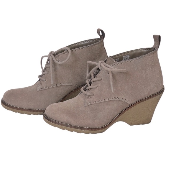 Sonoma Women's Nadine Suede Lace Up Wedge Taupe Ankle Boots Size-6.5 - Picture 5 of 7